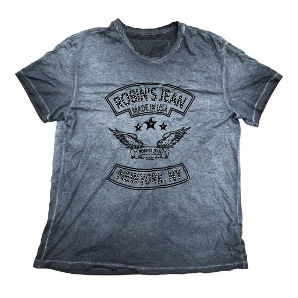 Vintage Robins Jeans Shirt XXL Gray Studded - Picture 1 of 7